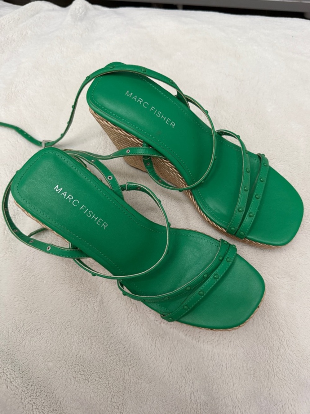 Marc Fisher Emerald Green Strappy Wedge Sandals